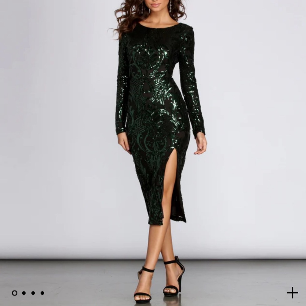 Green & Black Sequin dress